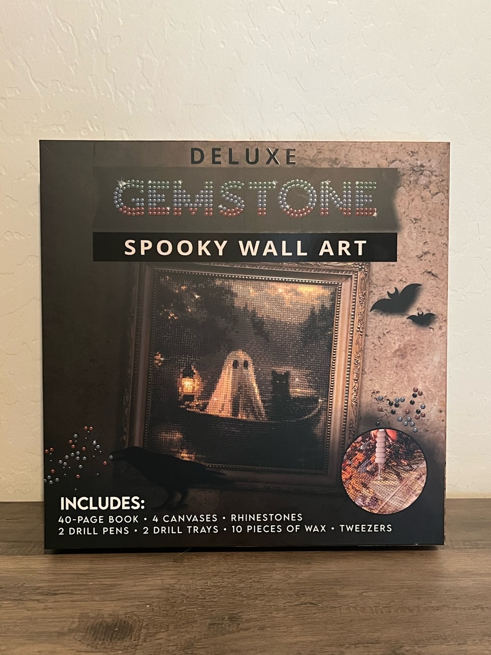 The Limited Deluxe Gemstone Wall Art -Ghost & Black Cat, Witch & Black Crow 4pcs